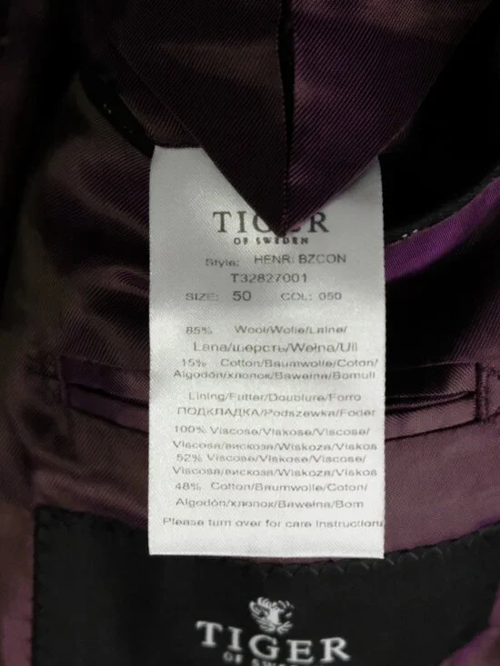 Tiger Of Sweden Blazer Mens 50 40L Black Geometric One Button Vented Peak Lapel - Picture 15 of 16